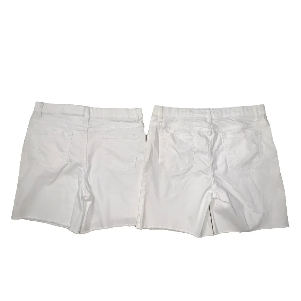 The Children's Place Girl's Jean‎ Shorts 2 Pack Sz 14 Denim White Raw Hem Summer